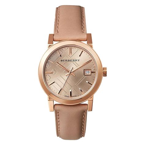 burberry women's bu9109|Burberry BU9109 34mm Rose Gold Stainless Steel Case, Beige .